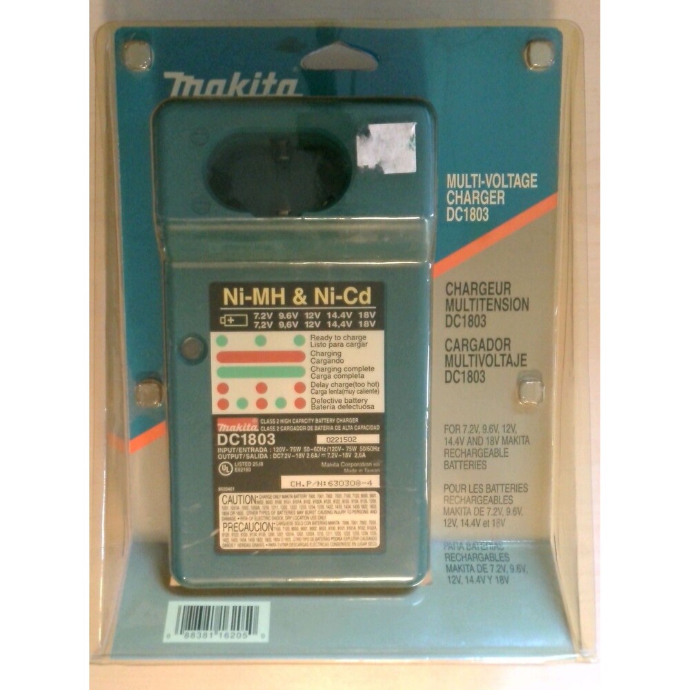 Makita DC1803 Multi-Voltage Ni-MH Ni-Cd Battery Charger 7.2V-18V New Sealed